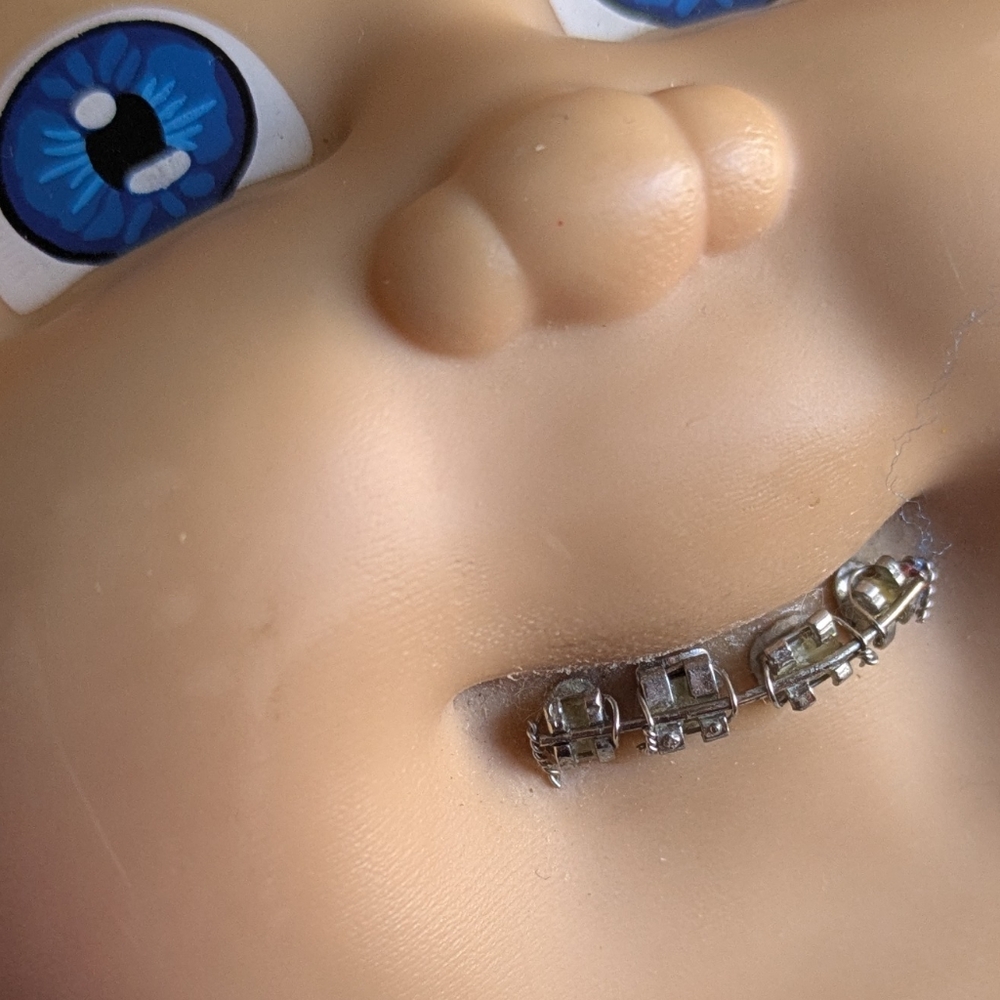 Braces Cabbage Patch Doll, Custom Vintage rare 80s redhead blue eye baby, braids - Picture 12 of 14